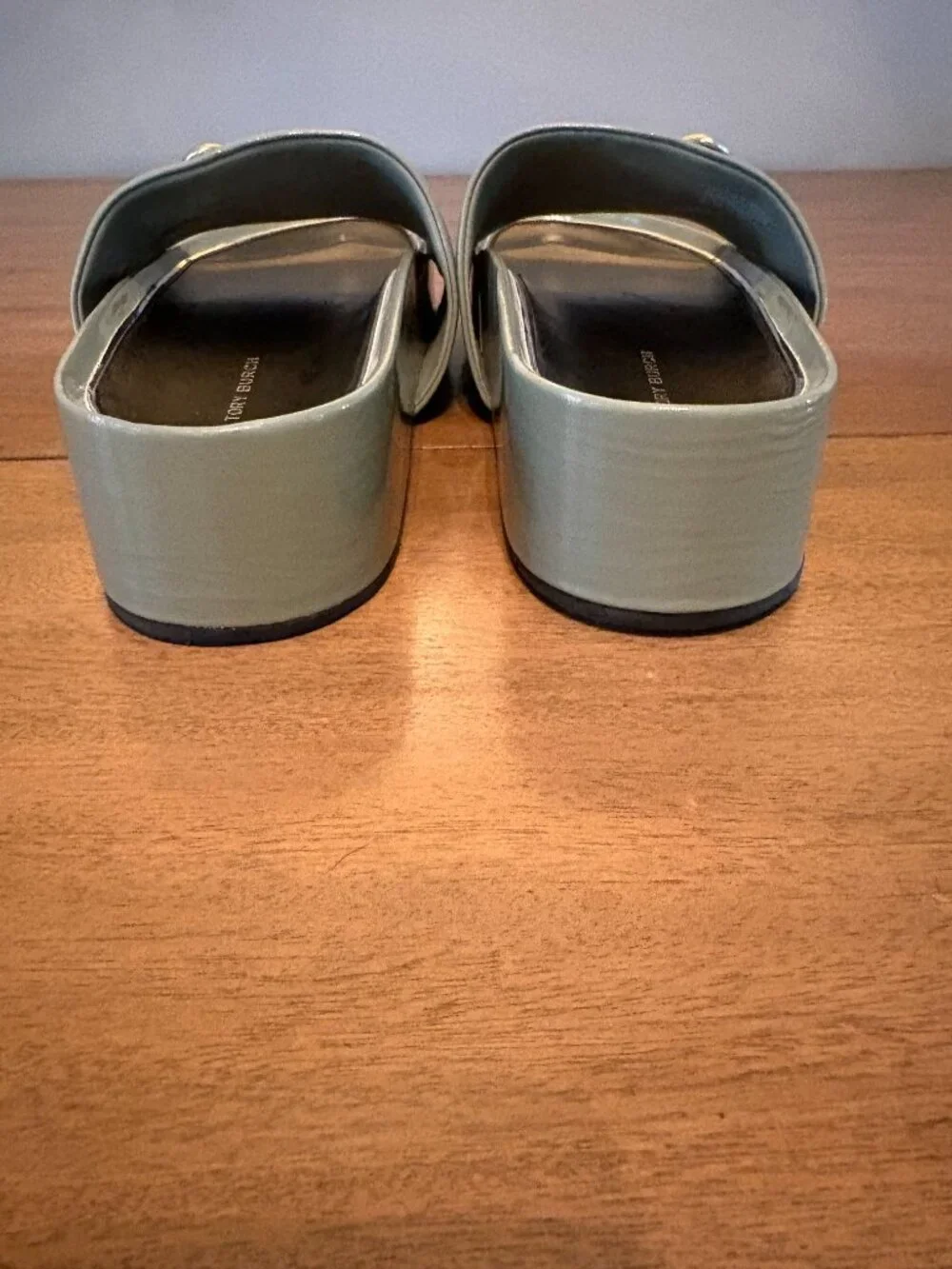 NWOT (Other) Tory Burch Patos Platform Slide Sandals in Jade/Silver. Size 8.5